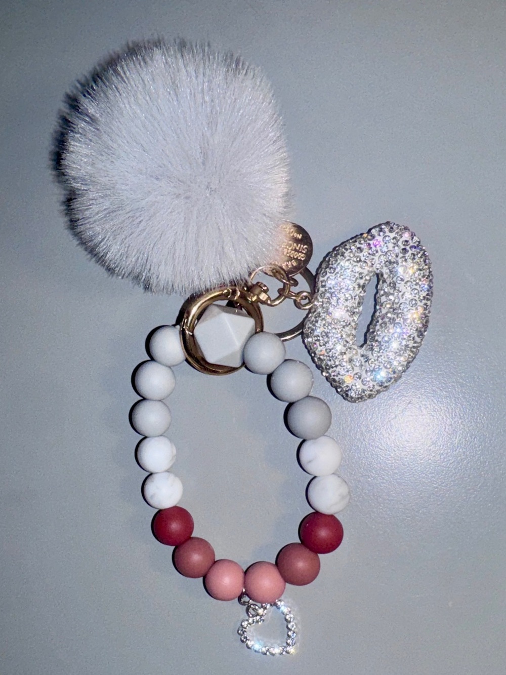 Silicone Beaded Keychain Wristlet Women’s Cute Key Ring Purse Bag Charm NWT